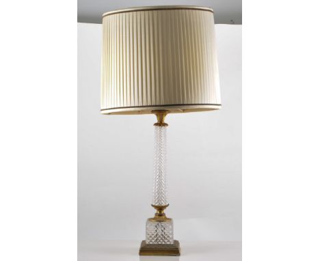 Lead crystal and gilt metal lamp base, complete with shade, 61cm, a walnut table lamp, a Bakelite table lamp, other lamps and