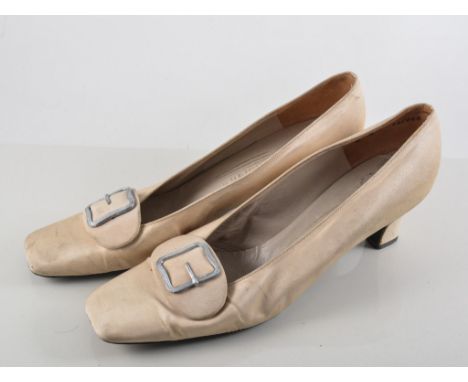 Seven pairs of white and cream wedding shoes, Italian Silvana slingbacks, K Geiger satin with buckle "Seducta", Monsoon, Jone