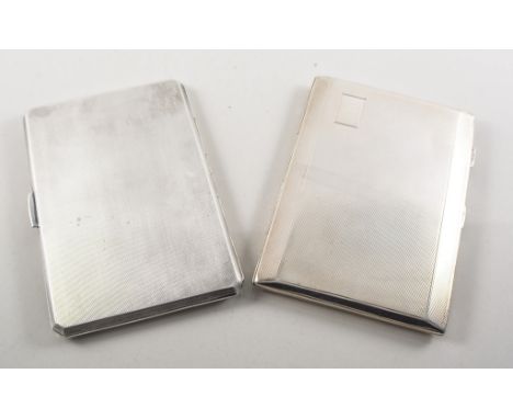 Silver cigarette case, Birmingham 1942, engine turned, 13cm and another silver cigarette case, (2).