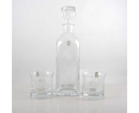 Box of Gleneagles hand cut crystal, set of decanter and six tumblers.