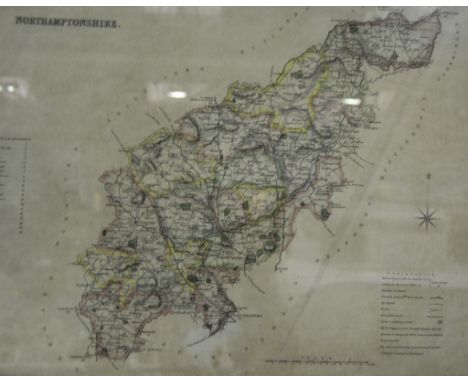 T L Murray (Publisher), hand coloured County map of Northamptonshire, 36cm x 46cm.