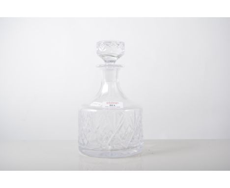 Studio smoked glass decanter, tapering stopper, height 56cm.