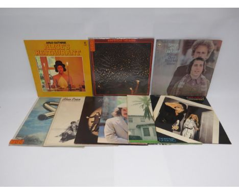 A collection of nine assorted LPs to include Bob Dylan, Arlo Guthrie, Mike Oldfield, Wings, Simon &amp; Garfunkel, Steve Harl