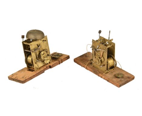 Two early 19th century eight day longcase clock movements only.