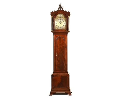 A Georgian longcase clock by Edwards of Norwich, with two train striking movement with arched face and subsidiary seconds han