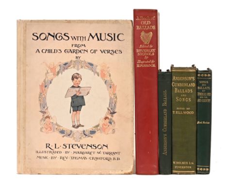Five music related books, "A Book of Old Ballads" by Beverley Nichols, illustrated by HM Brock 1934, "Songs With Music" by RL