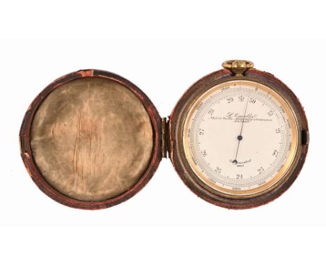A cased desk or pocket barometer by L Cassella, maker to The Admiralty and Ordnance London.  Diameter 72 mm.