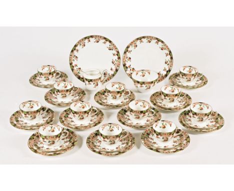 A Salon china "York" patterned tea set, comprising 12 cups, 12 saucers, 12 plates, 2 large plates, sugar basin and cream jug.