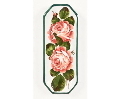 A Wemyss rose patterned dressing table tray.  Length 24 cm.