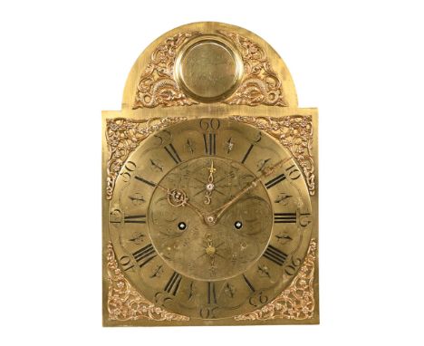 A George III longcase clock movement and dial only, by John Hamilton Glasgow, with two train striking movement.   CONDITION R