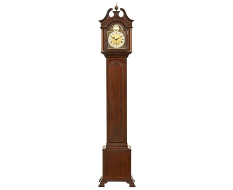 An Edwardian style Elliott grandmother clock, the brass dial marked An Elliott Clock Made in England, with three train moveme
