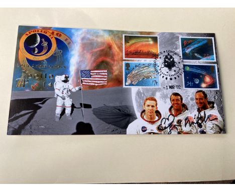 Apollo 14 moonwalker Dr Edgar Mitchell signed Space cover NASA Astronaut. 30th Anniversary Apollo 2001 postmarked cover. supe