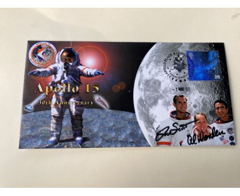 Apollo 15 moonwalker Dave Scott and CMP Alfred Worden signed Space cover NASA Astronauts. 2001 30th Anniversary Apollo 15. po