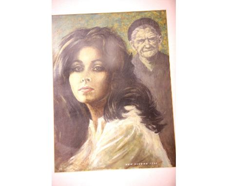 Gouache portrait of a lady signed Ken Wilson 1988,47 x 30 cm. P&P Group 2, will be sent without glass.(£18+VAT for the first 