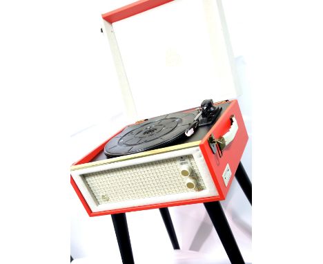 Red Retro GPO Bermuda 3 speed record player, MP3 player & digital recorder. This lot is not available for in-house P&P.Condit