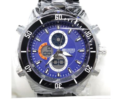 New boxed Barkers of Kensington blue faced multi dial wristwatch. P&P Group 1 (£14+VAT for the first lot and £1+VAT for subse