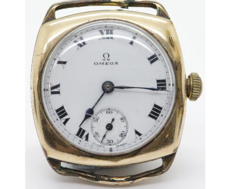Gents Omega 9ct gold Swiss movement watch head, D: 29 mm. P&P Group 1 (£14+VAT for the first lot and £1+VAT for subsequent lo