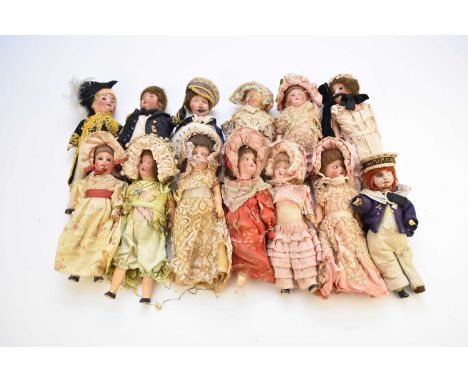 A group of German porcelain dolls, Simon &amp; Halbig with other makers, all with sleeping eyes, open mouths and moulded teet