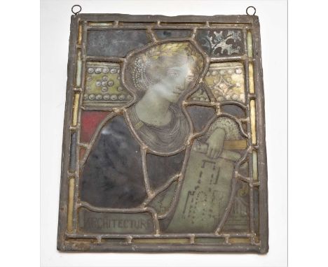 Charles O'Neill (E & C O'Neill, London), late 19th/early 20th century, an Arts and Crafts rectangular stained and leaded glas