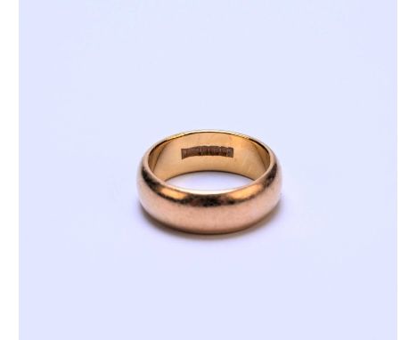 A 22ct gold plain polished wedding band, ring size K 1/2, weight approx 10g