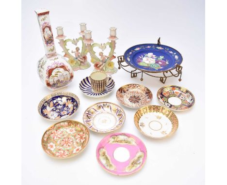 A collection of English porcelain, comprising three Job Ridgway &amp; Sons dessert plates, circa 1812, pattern 845, painted w