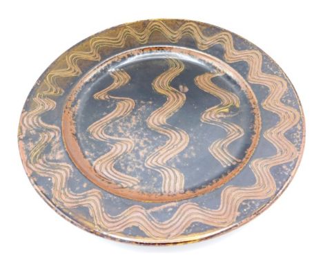 A Winchcombe studio pottery charger by Ray Finch, 14in diameter x 1.25in high