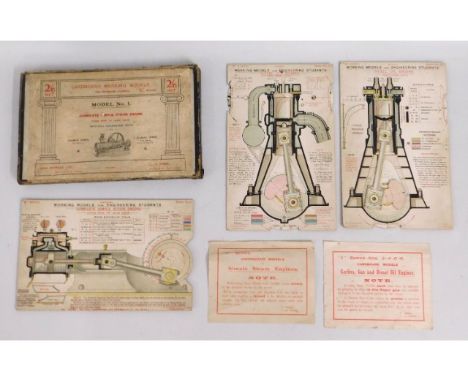 A boxed vintage X-series working card models of simple steam engine &amp; two diesel oil engines