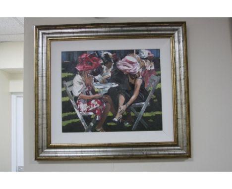 AFTER SHEREE VALENTINE DAINES, 'CHAMPAGNE SUMMER' AND 'TETE A TETE', a pair of limited edition hand enhanced canvas artist's 