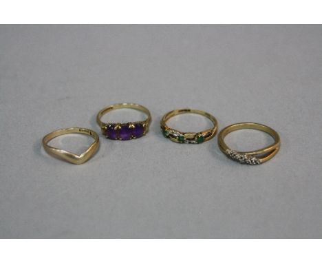 A COLLECTION OF RINGS, to include a late 20th Century diamond dress ring, approximate total eight cut weight 0.05ct, ring siz