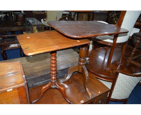 A RECTANGULAR TOPPED TRIPOD TABLE, and a smaller tripod table (2)