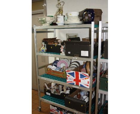 SEVEN BOXES AND LOOSE CERAMICS, GLASS, BOOKS, ETC, to include Masons oil lamp etc (all monies in aid of Parkinsons, Sands and