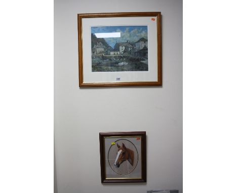 RICHARD SLATER (20TH CENTURY BRITISH), Harbour scene at low tide, mixed media, signed lower right, 30cm x 38cm, together with