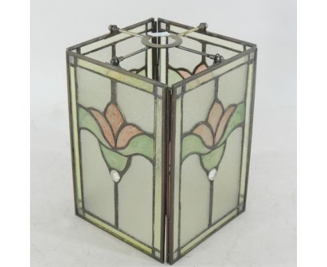 A stained glass hall lantern, 21cm high