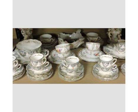 A 19th century Dresden floral painted part tea service, together with a 19th Worcester part tea service and other porcelain