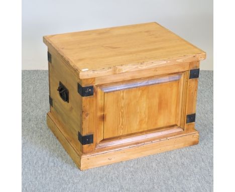 A pine and metal bound trunk, 54cm