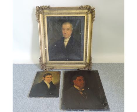 English school, 19th century, portrait of a gentleman, oil on canvas, 74 x 61cm, in a gilt frame, together with four others, 