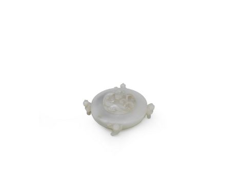 A WHITE JADE 'BOYS' BRUSHWASHER AND A COVER18th century Finely modelled with deep rounded sides rising from a circular ring f