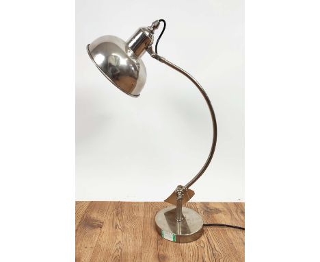 DESK LAMP, polished metal, 73cm at tallest approx. 