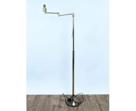 FLOOR LAMP, swing arm design, gilt metal, 146cm H. 