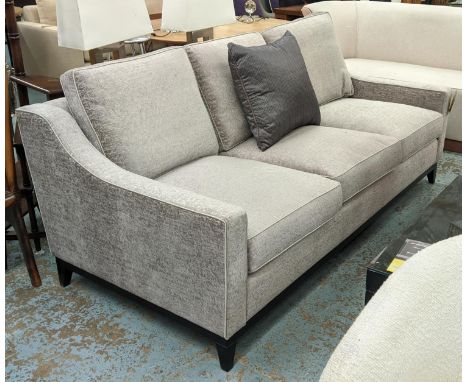 BESPOKE SOFA LONDON SOFA, textured grey fabric upholstery with darker grey scatter cushion, 209cm W approx. 