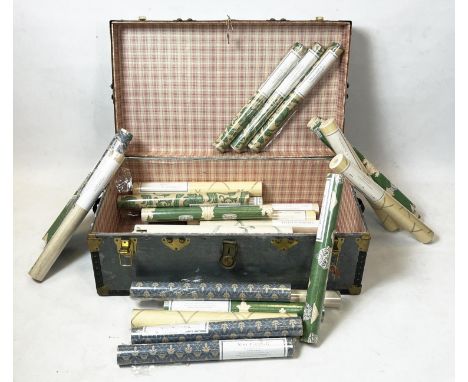 NINA CAMPBELL AND OSBOURNE &amp; LITTLE WALLPAPER, a large quantity of various designs housed in a metal clad trunk. 