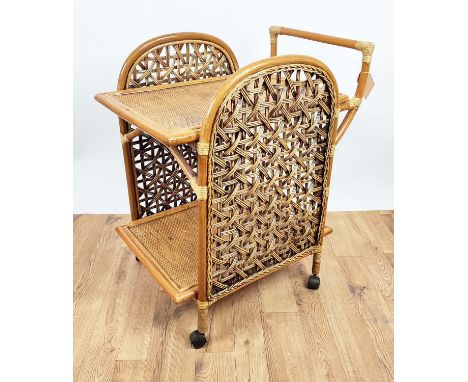 COCKTAIL TROLLEY, vintage 20th century, bamboo and rattan, 75cm x 51cm x 86cm. 