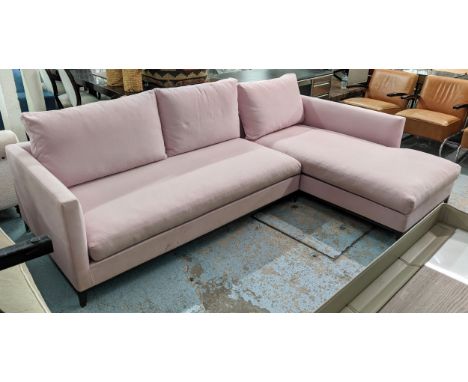 CAMERICH CRESCENT CORNER SOFA, in a pink fabric, approx 190cm deep by 285cm wide 