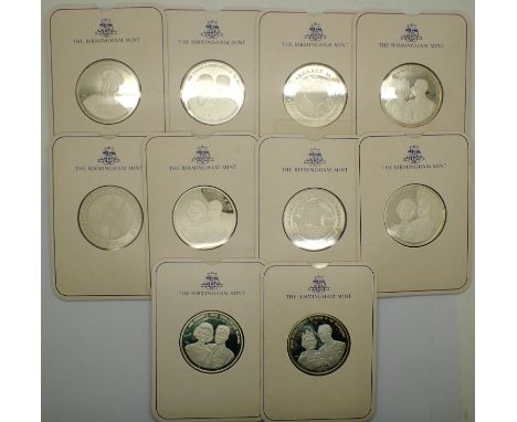 Ten silver proof Queens of Europe medallions struck by The Birmingham Mint. P&amp;P Group 0 (£5+VAT for the first lot and £1+