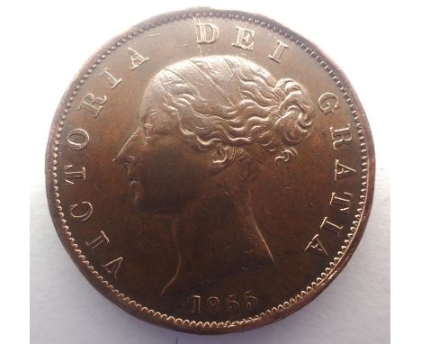 1855 half penny of Queen Victoria in a high grade. P&amp;P Group 0 (£5+VAT for the first lot and £1+VAT for subsequent lots) 