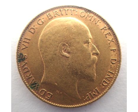 1908 gold half sovereign of Edward VII. P&amp;P Group 0 (£5+VAT for the first lot and £1+VAT for subsequent lots) 