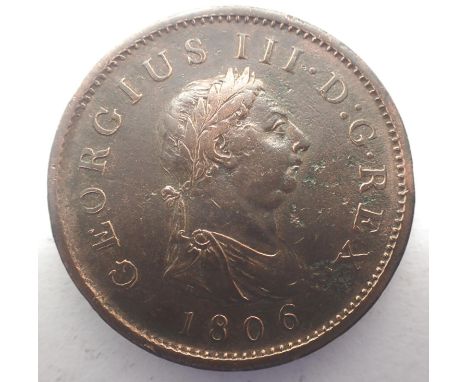 1806 copper penny of George III. P&amp;P Group 0 (£5+VAT for the first lot and £1+VAT for subsequent lots) 