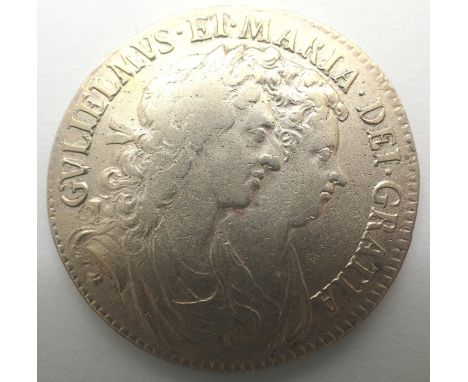 1689 William and Mary silver half crown, VF condition. P&amp;P Group 0 (£5+VAT for the first lot and £1+VAT for subsequent lo