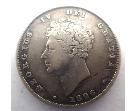 1826 silver shilling of George IV, aVF grade. P&amp;P Group 0 (£5+VAT for the first lot and £1+VAT for subsequent lots) 