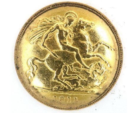 1911 gold half sovereign of George V. P&amp;P Group 1 (£14+VAT for the first lot and £1+VAT for subsequent lots) 
